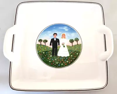 Villeroy & Boch Naif Wedding Porcelain Square Handled Cake Plate Luxembourg 9  • $48