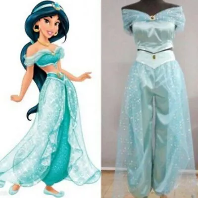 Kid Adults Princess Aladdin Magic Lamp Jasmine Cosplay Costume Party Fancy Dress • £27.23
