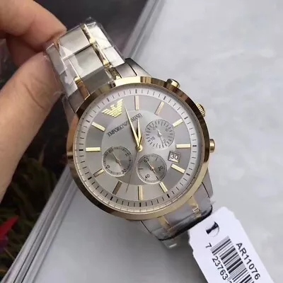 £84.49 • Buy New Genuine Emporio Armani Ar11076 Renato Two Tone Silver & Gold Tone Mens Watch