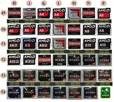 Laptop PC Sticker - AMD Vision A4 A6 A8 A9 A10 A12 Ryzen 3 5 7 9 #202211032009 • $2.22