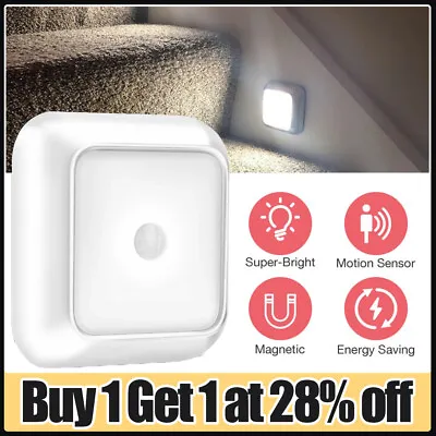 Wireless LED PIR Motion Sensor Light Night Lights Battery Cabinet Stair Lamp NEW • £4.84