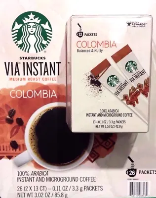 20 Boxes=260 Packs Starbucks Via Instant Coffee Med Roast Columbia Best 06/2024 • $199.95