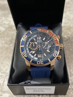 Brandt & Hoffman Bayliss Mens Chronograph Watch Blue Silicone Strap Blue Dial • $149.68