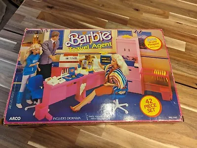 Barbie Travel Agent Playset Vintage 80s Barbie Office Miniatures Furniture  • $74.99