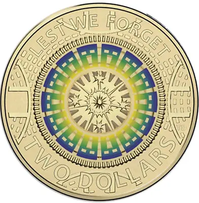 2017 $2 Mosaic Lest We Forget ANZAC AUSTRALIAN Two Dollar Coloured Coin CIRC • $7.61