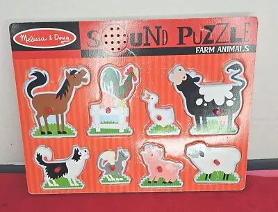 Melissa & Doug Farm Animals 8 Piece Wooden Peg Sound Puzzle Toddler  • $9.99