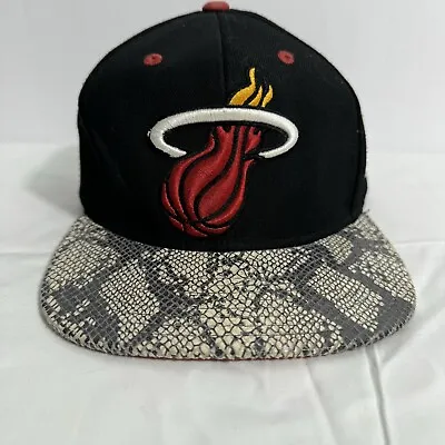 Adidas Miami Heat NBA Snapback Snakeskin Black Wool Hat Adjustable Clean • $16.97