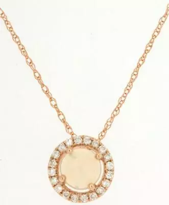 .38ct Diamond & Aaa Opal 14kt Rose Gold Classic Round Halo Floating Pendant • $581.04