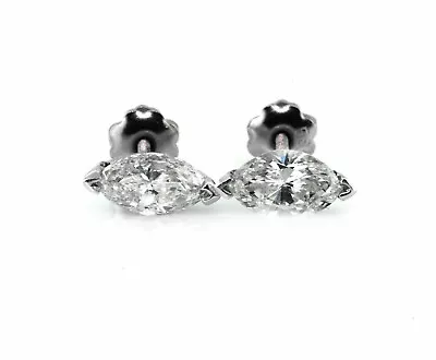 1.10 CT Natural Marquise Diamond Stud Earrings VS2-SI1 / H 14K White Gold • $1995