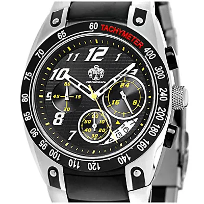 S.u.g. Velocity Men's Stainless Ip Blk Quartz Vd53b Chronograph Watch New 2 Tone • $95.69