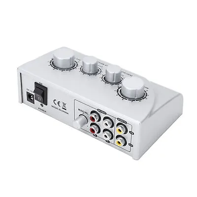 Silver Karaoke Mixer Dual Microphone Input Sound Mixer With Cable For Stage Ggm • £27.88