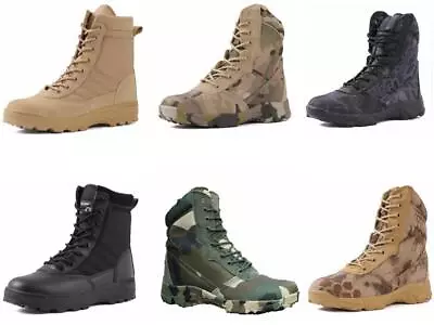 Mens Desert Army Combat Patrol Boots Tactical Cadet Military Walking Work Shoes • £31.25