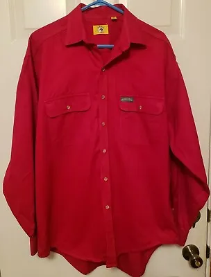 Vtg Duck Head Mens Red Sz Large L/S Button Up Shirt 2 Chest Pockets Made In USA • $15.81
