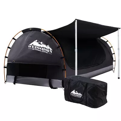 Weisshorn Double Swag Camping Swags Canvas Free Standing Dome Tent Dark Grey • $185.96