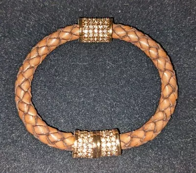 Michael Kors Rose Gold Pave Crystal Braided Leather Bracelet • $34.99