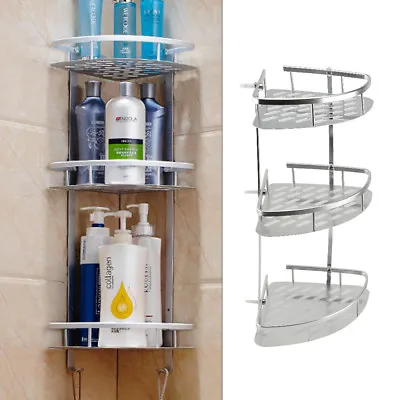 £12.19 • Buy 3 Tier Bathroom Corner Shower Shelf Rack Organiser Bath Accessory Sets Plant Uk