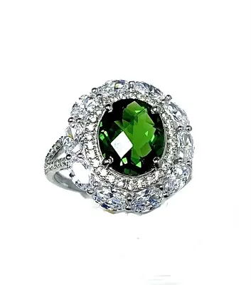 R6374G Gorgeous Mt St Helens Green Helenite 9x11mm 6.62Ct Sterling Silver Ring • $80