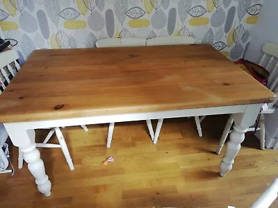 Farmhouse Wooden Kitchen Dining Table • £45