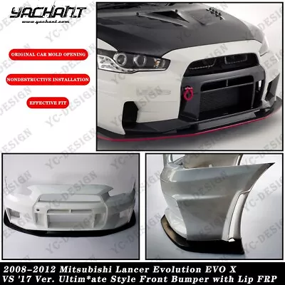 FRP Front Bumper W/ Lip For 08-17 Mitsubishi Lancer EVO X VS '17 Ver. Ulti*mate • $588.05