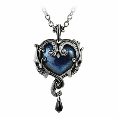 Alchemy Gothic Affaire Du Coeur Heart Skull Pendant Necklace Pewter Jewelry P792 • $46.99
