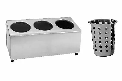 $94.95 • Buy NEW Stainless Steel Cutlery Holder 3 Holes W/ Caddy Cylinder Utensils Basket