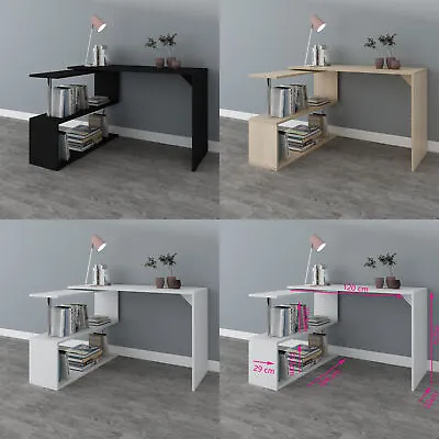 WestWood Rotary L-Shape Corner Computer Desk Home Office Table With Shelf CD18 • £52.99