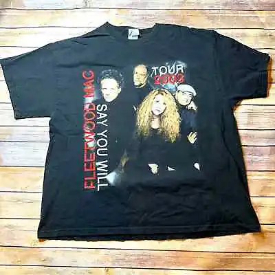 Vintage Fleetwood Mac Graphic Tee Band T-Shirt Black Tour Shirt 2003 XL • $34.97