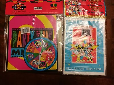 Vtg Disney Mickey'S Stuff Party Makers Party Game & 16 Pc Mickey Mouse Party Bag • $12.75