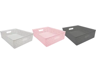£4.99 • Buy Small Storage Filing Basket Plastic Rattan Effect Unique Colours Tray 7L