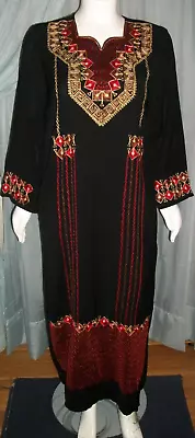 Size M Unbranded Black Red Gold Embroidery Moomoo Dress Chest 44  X Len 57  • $6.99