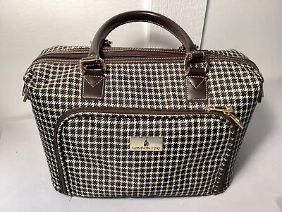 Travel Duffel Bag Brown Houndstooth Fabric London Fog Carry-on  Lined Bottom  • $54.95