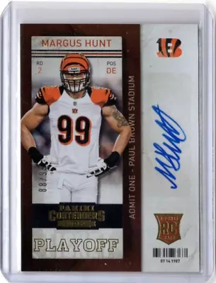 MARGUS HUNT NFL Bengals 2013 Panini Contenders Foil RC Auto 88/99 #163 Card • $5.99