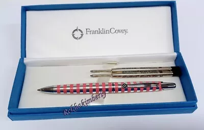 Franklin Covey Nantucket Ballpoint Pen+2 Refill Size M Option:Black/Pink Stripe • $38.80