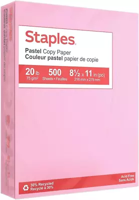 490935 Pastel Colored Copy Paper 8 1/2-Inch X 11-Inch Pink 500/Ream (14 • $20.47