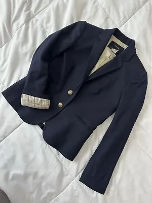 J.Crew Size 0P Petite Schoolboy Stretch Crepe Blazer Suit Jacket Navy Blue • $24.99