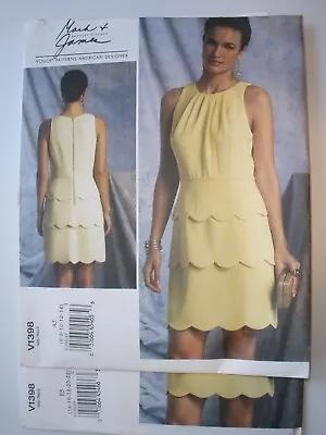 Vogue V1398 Badgley Mischka Sheath Dress Scalloped Hem Pattern 6-14 Or 14-22 • $9.99