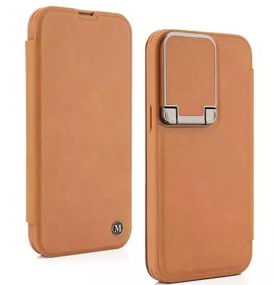 Flip Case For IPhone 15 Pro Leather With Stand And Camera Protection Tan • £14.99