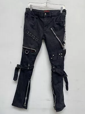 Tripp NYC Bondage Pants Slim Skinny Leg Black Punk Gothic Goth Emo Size 32 • $50