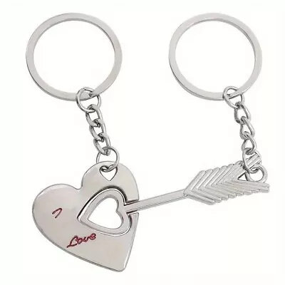 Cupid's Arrow Heart Keychain Set - Romantic Love Keyring For Couples I Love You • £1.99