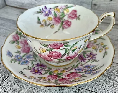 HAMMERSLEY Bridal Rose Tea Cup Saucer Set Bone China England Floral Flowers Gold • £18.32