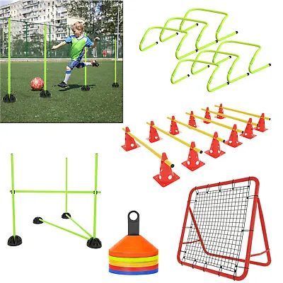£16.99 • Buy Speed Agility Hurdles Pole Cones Football Rebounder Net Training Sport Equipment