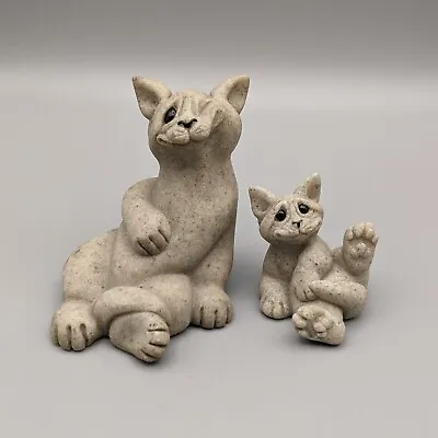 Vtg Quarry Critters Cats Carla & Clyde - Cat Kitten Figurine Sculpture 2000 • $16