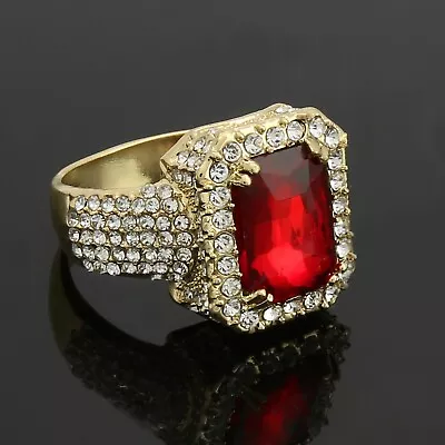 2.50 Ct Emerald Simulated Ruby & Diamond Men's Pinky Ring 925 Yellow Gold Plated • $217.98