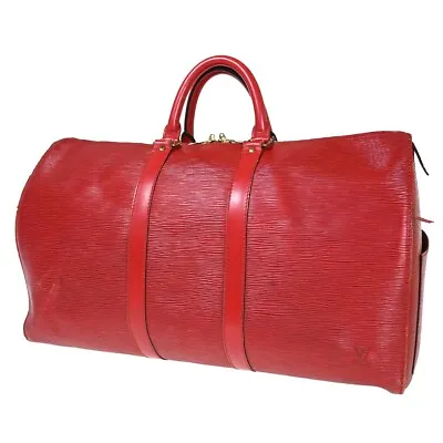 LOUIS VUITTON LV Logo Keepall 45 Travel Hand Bag Epi Leather Red M42977 88HB415 • $358