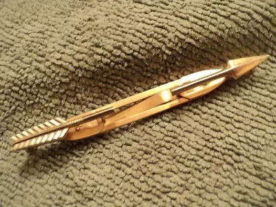 ANSON Vtg Arrow Tie Clip Hinged Clasp Double Clip Patent Design Signed Gold Tone • $2.99