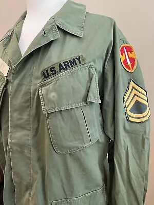 Vietnam War Fatigue Jacket Early Poplin Slant Pocket Named Sizes Out To Medium 5 • $250