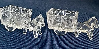 2 Vintage Glass Donkeys With Cart  • $19