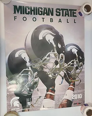 2010 Michigan State Spartans Football Schedule Poster MSU 24  X 18  Pre-owned  • $5.25