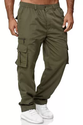 Men's Flex Cargo Trousers Heavy Duty Stretch Casual Pants US • $22.79