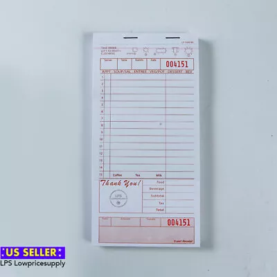 250 Checks 2 Part Tan White Carbonless Guest Check Bottom Receipt Pad Restaurant • $19.95